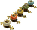 5 Pack Retro Ceramic Knobs,Vintage Dresser Kitchen Petal Cabinet Pulls Rustic Zinc Alloy Base Back Plate Kid Cupboard Wardrobe Drawer Door Handles (Leopard Print White)