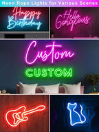 48ft RGB LED Neon Rope Lights with App, Remote Control, IP65 Waterproof Neon Light Strip Outdoor Indoor, DIY Design Flexible Led Strip Lights for Bedroom Essentials, Gaming Accessories