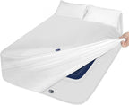 Extra Deep Pocket Air Mattress King Sheet Set - 3Pcs Side Storage Pocket Fitted Sheet & Pillowcase King Size Deep Pocket Sheet Set Easily Fits 16in to 24in Pillow Top Air Bed Mattress-White