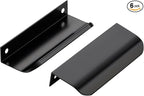 Ravinte Hardware 6 Pack Black Cabinet Handles, 4 Inch (102mm) Finger Edge Pulls, 3 Inch Hole Center, Finger Pulls for Cabinets
