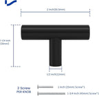 LONTAN 100 Pack Black Knobs for Cabinets and Drawers Kitchen Cabinet Knobs for Dresser Bathroom Modern T Bar Furniture Black Hardware,Stainless Steel