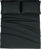 Mejoroom Full Size Sheets - 1800TC Luxury Full Sheets with 16 Inch Deep Pocket - Premium Bedding Collection - Extra Soft, Breathable, Wrinkle, Fade & Stain Resistant - 4 Piece (Full,Black)
