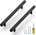 Ravinte Black Cabinet Handles 5 Pack 6-3/10 inch Matte Black Square Cabinet Pulls Kitchen Hardware 8-4/5 inch Overall Length Kitchen Drawer Pulls