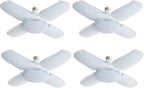LED Garage Lights 4 Pack, 80W LED Shop Light with 4+1 Multi-Position Panels Deformable E26/E27 Ceiling Light, 6500k 8000LM Ceiling Led Daylight for Shop, Basement, Workshop, Attic, Barn