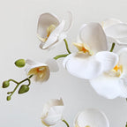 LESING Artificial Potted Orchid Flower for Table Centerpieces,Real Touch White Fake Orchid Flowers in Vase for Home Decoration (Style 5,White)