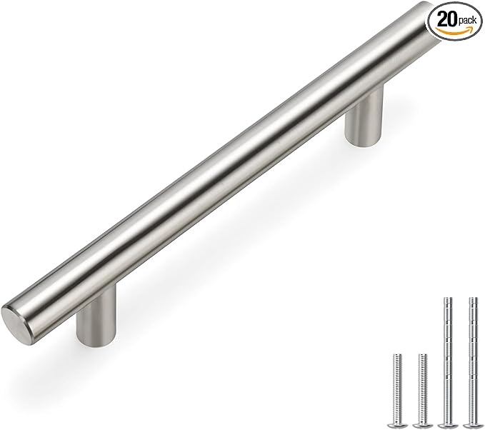 homdiy Brushed Nickel Cabinet Pull Kitchen Cabinet Handles HD201SN Drawer Pulls Brushed Nickel Cabinet Door Handles, 20Pack 3-1/2in Hole Centers Kitchen Door Handles for Cabinets