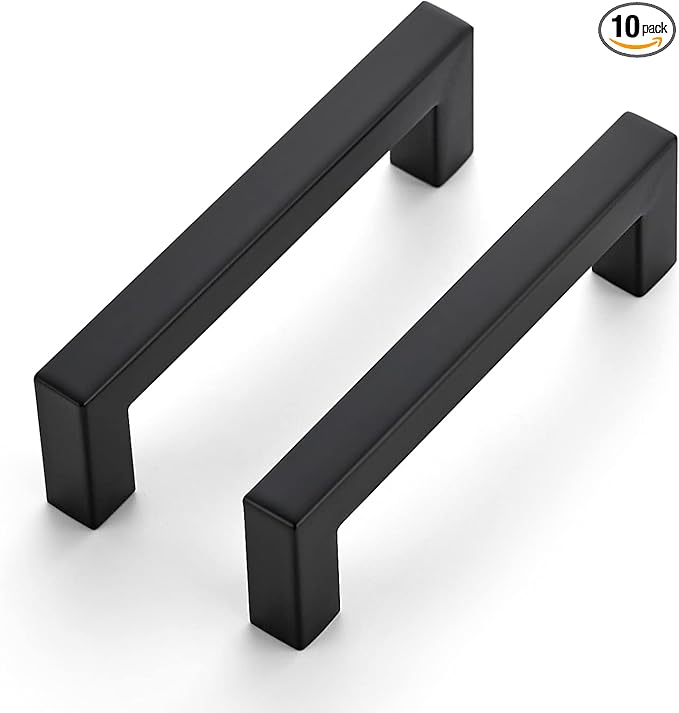 Ravinte 10 Pack 4 Inch Kitchen Square Cabinet Handles Matte Black Cabinet Pulls Black Drawer Pulls Kitchen Cabinet Hardware Handles