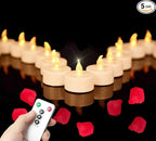 Tea Light Candles with Remote Control,Flickering Flameless LED Candle,Long Lasting 400+Hours,Battery Operated with Timer for Home Decoration Seasonal &Festival Celebration WarmYellow (24pcs)