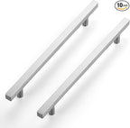 Ravinte Brushed Nickel Cabinet Handles 10 Pack 8 inch Satin Nickel Square Cabinet Pulls Silver Hardware for Kitchen Cabinets 11 inch Overall Length Stainless Steel Drawer Pulls
