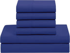 Sweet Home Collection 7 Piece Comforter Set Bag Solid Color All Season Soft Down Alternative Blanket & Luxurious Microfiber Bed Sheets, Royal Blue, Queen