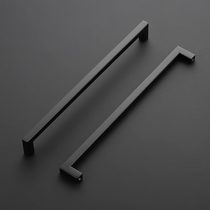 Ravinte 25 Pack Square Cabinet Pulls 11-1/3 Inch Black Kitchen Cabinet Handles Matte Black Kitchen Hardware for Cabinet Black Drawer Pulls Drawer Handles Come with Screwdriver