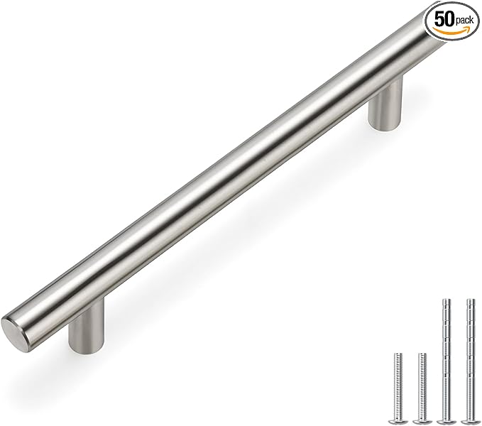homdiy Cabinet Handles Brushed Nickel Cabinet Pulls - HD201SN Modern Drawer Handles Stainless Steel Cabinet Hardware 4-1/2in Hole Centers Kitchen Cabinet Handles Cupboard Handles Dresser Drawer Pulls
