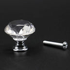 Joyhey 4 Pack 30 mm Diamond Shaped Glass Crystal Knobs with 3 Size Screws for Cabinet, Drawer, Cupboard, Dresser