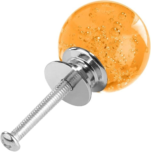 12 Pcs 30mm Round Bubble Crystal Glass Cabinet Knobs with Screws Drawer Knob Pull Handle Used for Kitchen, Dresser, Door, Cupboard (Amber)