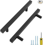 Ravinte Cabinet Handles 30 Pack - 5 Inch Matte Black Square Pulls, Modern Kitchen Hardware, 7-3/8 Inch Overall Length Drawer Pulls
