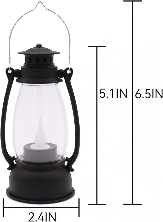 (12 Pcs-5.1in) Mini Lanterns for Vintage Western Christmas Decor, Lightweight Portable Small LED Lanterns Decorative Indoor & Outdoor Hanging Ornaments for Weddings Party Halloween Decorations