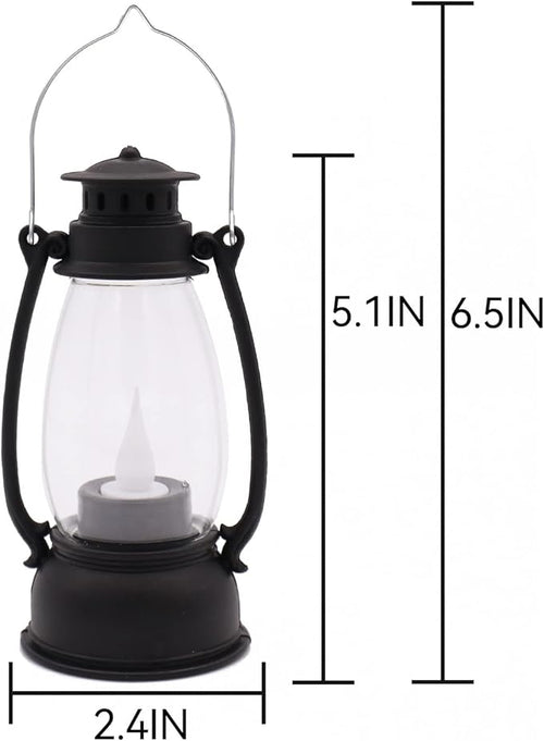 (12 Pcs-5.1in) Mini Lanterns for Vintage Western Christmas Decor, Lightweight Portable Small LED Lanterns Decorative Indoor & Outdoor Hanging Ornaments for Weddings Party Halloween Decorations