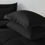 CozyLux Oversized King Comforter Set Black - 7 Pieces Bed in a Bag Comforter Set with Sheets, Luxury Soft Bed Set All Seasons, Bedding Set with Down Alternative Comforter, Sheets, Pillowcases & Shams