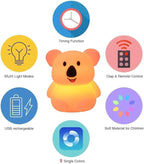 Night Light for Kids, Bedside Lamp for Children, Baby Nursery Lamp for Breastfeeding Safe, Break Resistant, Eye Caring, Adjustable Brightness & Color, Touch Control, Child Gift - Medium Koala