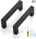 Ravinte 25 Pack Black Cabinet Pulls 3-1/2 Inch Square Kitchen Cabinet Handles Matte Black Kitchen Hardware for Drawer Pulls Drawer Handles Come with Screwdriver