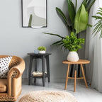 VASAGLE MAEZO Collection - Side Table, 2-Tier Small Round End Table, Nightstand with Tapered Legs, Curved Transitions, for Small Spaces, Living Room, Bedroom, Charcoal Gray ULET283T22