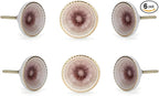 Perilla Home Set of 6 Marrakesh Knob Ceramic Decorative Round Knobs for Home Kitchen Cabinet Hardware Cupboard Glass Door Dresser Wardrobe and Drawer Pulls (Pink)