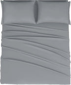Mejoroom Full Size Sheets - 1800TC Luxury Full Sheets with 16 Inch Deep Pocket - Premium Bedding Collection - Soft, Breathable, Wrinkle, Fade & Stain Resistant - 4 Piece (Full, Gray)