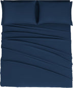 Mejoroom Full Size Sheets - 1800TC Luxury Full Sheets with 16 Inch Deep Pocket - Premium Bedding Collection - Extra Soft, Breathable, Wrinkle, Fade & Stain Resistant - 4 Piece (Full, Navy)