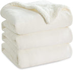 Bedsure GentleSoft Sherpa Fleece Blankets King Size for Bed - Thick and Warm Throw for Women and Men, Soft Fuzzy Plush King Blanket for Winter, Cream, 108x90 Inches