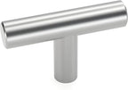 LONTAN 50 Pack Kitchen Cabinet Knobs Brushed Nickel Drawer Knobs LS201BSS Cupboard Knobs Single Hole T Bar Knobs Cabinet Hardware 2in Overall Length