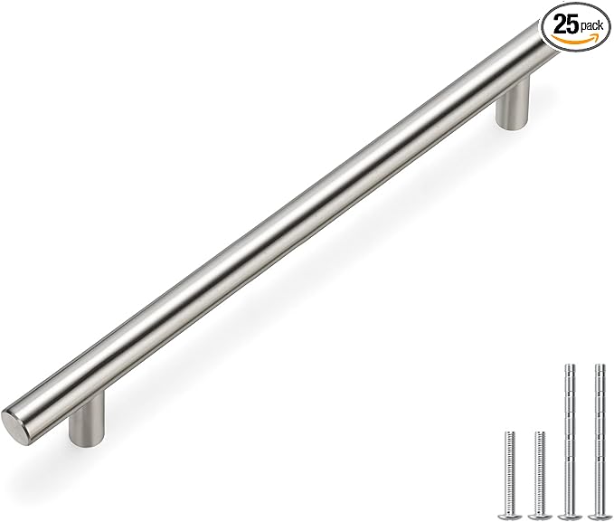homdiy 7-1/2in Cabinet Pulls Brushed Nickel Cabinet Door Handles 25Pack - HD201SN Cabinet Handles Stainless Steel Modern Drawer Pulls for Dresser Drawer Pulls
