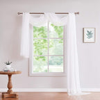 Warm Home Designs Standard Length White Sheer Window Scarf. Valance Scarves are 54 X 144 Inches. Great As Wedding Arch Draping Fabric, Bed Canopy Or for Decorative Project. AM White 144"