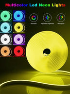10ft Rgb Led Neon Rope Lights with Remote App Control, IP65 Waterproof Neon Strip Lights for Outdoor, DIY Design Flexible Led Rope Lights for Bedroom Music Sync, Gaming Accessories, Room Decor