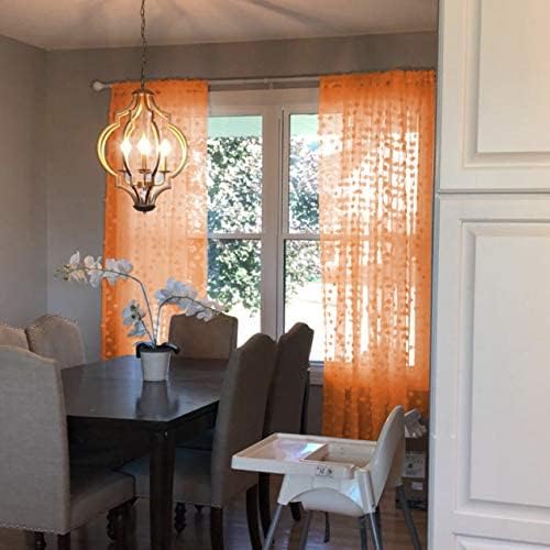 MYSKY HOME Pom Pom Orange Sheer Curtains for Bedroom Girls Room Curtains 63 inch Length for Nursery Kids Light Filtering Boho Window Drapes, Rod Pocket, 38" Wide, 2 Panels