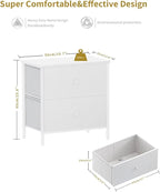 BOLUO White Nightstands Set of 2 - Nightstand and Dresser Sets Night Stand Dresser for Bedroom End Table with Fabric Drawers Organizer Modern