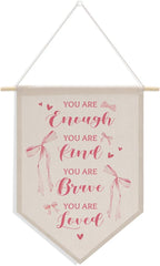 Inspirational Gifts for Women Pink Room Decor for Girls Pink Wall Decor Bedroom Playroom Wall Art Decorations, Boho Twin Sign, Siblings Room Hanging Pennant Flag Banner
