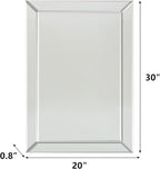 Pregaspor Frameless Bathroom Mirror - 20" x 30" Rectangular, Polished Beveled Edge for Washroom