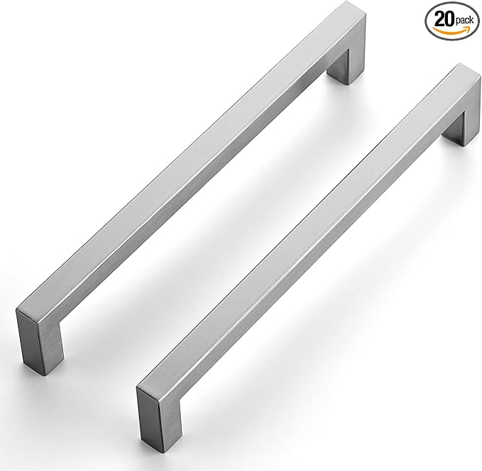 Ravinte 20 Pack Stainless Steel Kitchen Cabinet Handles Brushed Nickel Cabinet Pulls Kitchen Drawer Handles Sleek Dresser Drawer Pulls with 7-1/2 inch Hole Center Satin Nickel Cabinet Hardware