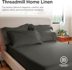 Threadmill Luxury 800 Thread Count Queen 100% Cotton Sheets - Dark Grey Sateen Weave Bed-Sheets, Better Than Egyptian Cotton,4 Pc Solid Soft Bedding Set, Fits 16" Deep Pocket