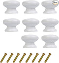 8PCS Round Wood Drawer Knob,Dresser Furniture Drawers 33mm Dia,White Cabinet Pulls Handles with Screws Hardware for Drawer Wardrobe Dresser
