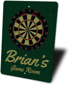 Brian's Game Room Personalized Name Aluminum Metal Sign for Man Cave Wall Decor Entertainment Space Hanging Plaque with Pre-Drilled Holes 8x12 Inch