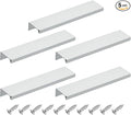 uxcell Cabinet Finger Edge Pull, 5pcs 150mm / 5.91" Aluminum Alloy Back Mount Hidden Cabinet Pulls Concealed Handle for Home Kitchen Drawer Cabinet, Silver