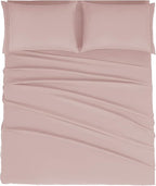 Mejoroom California King Size Sheet Set - Soft Microfiber Bed Sheets,Deep Pocket Fitted Sheet, Breathable, Wrinkle & Fade Resistant - 4 Piece (California King,Dusty Pink)