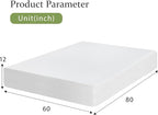 BestMassage | 12 Inch Queen Mattress | Gel Memory Foam | Medium Firm Feel | White | Bed in a Box, CertiPUR-US Certified | Pressure Relief, Cooling Ventilated Foam | Breathable Knit Cover