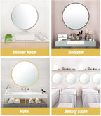 20" Round Mirror Circle Wall Mounted Hanging or Against Wall Metal Frame Dressing Make-up Mirrors for Entryway Bedroom Bathroom Living Room 20 inch Black