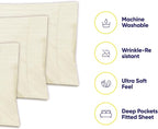 Dobby Stripe Queen Sheets - 6 Piece 1500 Supreme Collection Fine Brushed Microfiber Deep Pocket Queen Sheet Set Bedding - 2 Extra Pillow Cases, Great Value, Queen, Dobby Beige