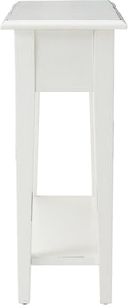 Haven Ridge Narrow End Table, Solid Wood Side Table with Drawer and Shelf, Farmhouse White, Perfect for Living Rooms, Bedrooms, and Small Spaces – Leick Home, 214361