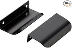 10 Pack Black Cabinet Handles, 3.15 Inch (80mm) Finger Edge Pulls, 2-1/2 Inch Hole Center, Finger Pulls for Cabinets, Hardware