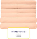 Twin XL Size Bed Sheets - 4 Piece 1500 Supreme Collection Fine Brushed Microfiber Deep Pocket Twin X-Large Sheet Set Bedding - 1 EXTRA PILLOW CASES, GREAT VALUE, Twin XL, Peach
