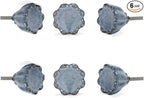 Perilla Home Set of 6 Begonia Knob Ceramic Decorative Begonia Round Knobs for Home Kitchen Cabinet Hardware Cupboard Door Dresser Wardrobe Drawer Pulls (Grey)